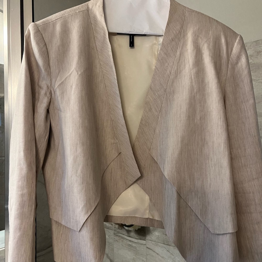 BCBGMaxAzria Light Beige Women's Open Front Blazer
